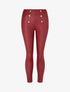 Pantalon uni en simili à boutons décoratifs - Bordeaux - 4