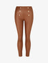 Pantalon uni en simili à boutons décoratifs - Camel - 1