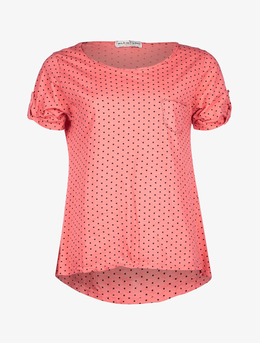 T-shirt motifs étoiles - rose - 1
