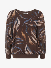 Top en voile à motifs abstraits - Marron - 1