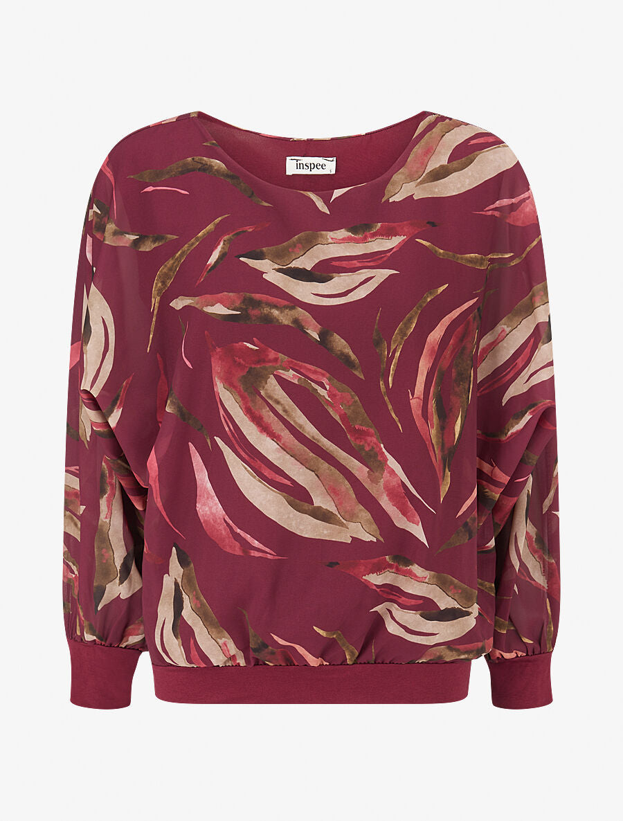Top en voile à motifs abstraits - Lie de vin - 4