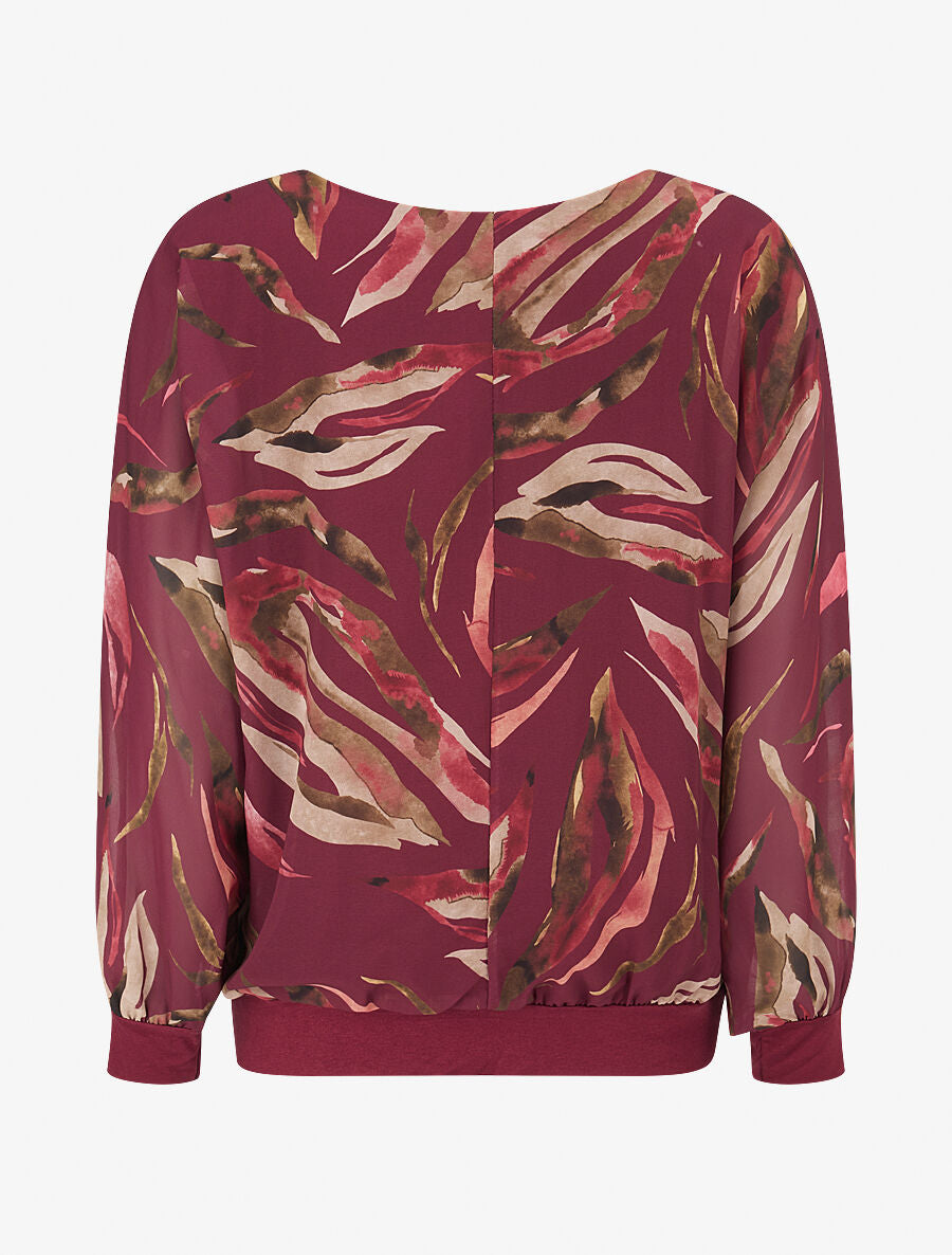 Top en voile à motifs abstraits - Lie de vin - 2