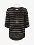 Pull superposé à rayures et manches retroussables - Noir - 1