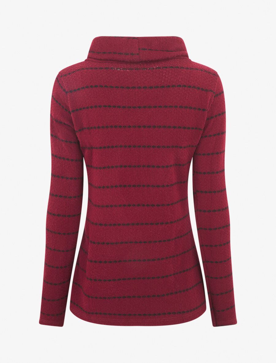 Pull rayé à col montant - Lie de vin - 2