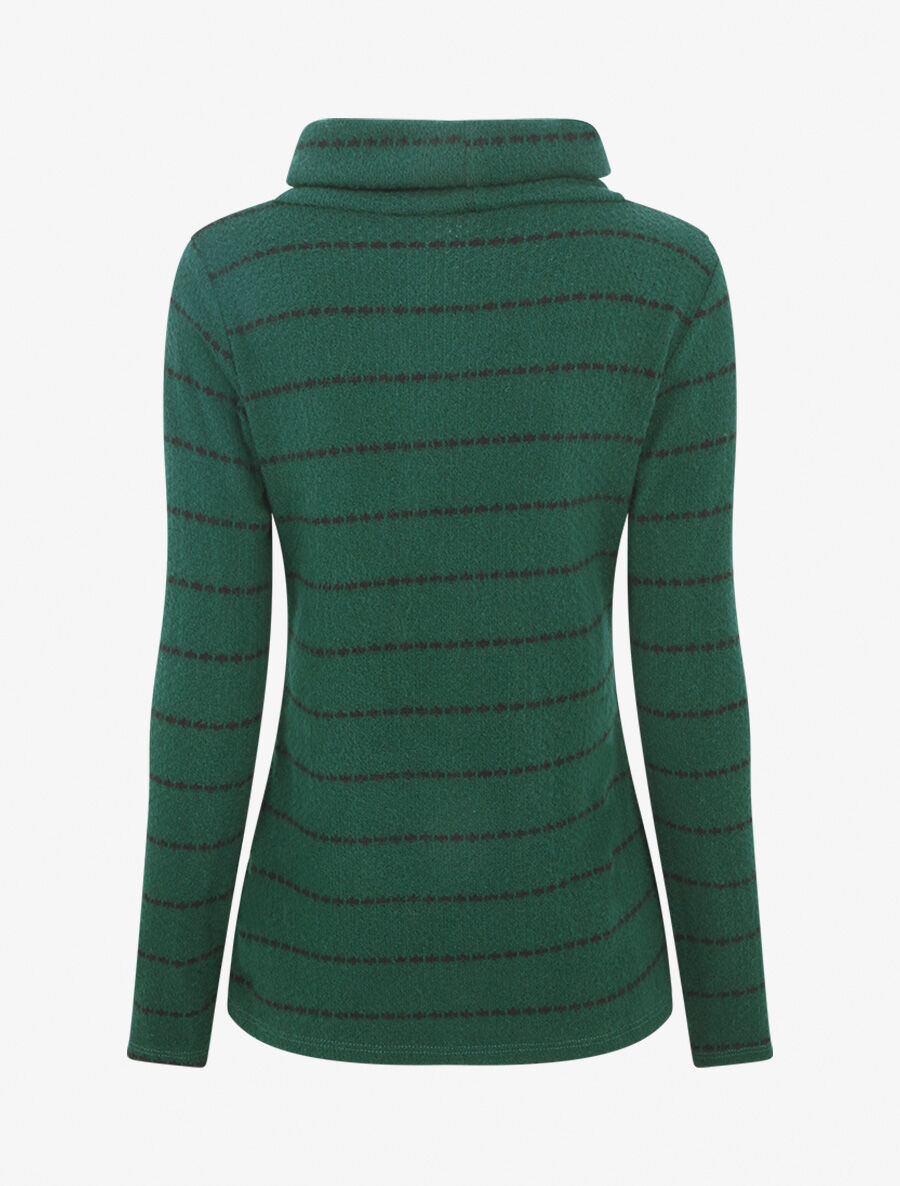 Pull rayé à col montant - Vert sapin - 2