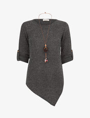 Pull long asymétrique et lamé - Noir - 1