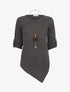 Pull long asymétrique et lamé - Noir - 1