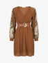 Robe patineuse à manches imprimées - Camel - 1