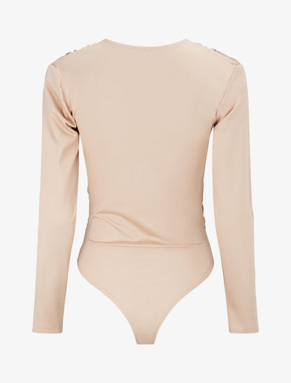 Body stretch à ventre plissé - Beige - 2