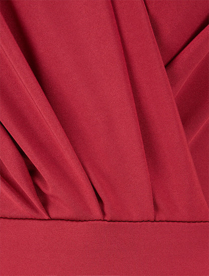 Body satiné cache coeur - Rouge cerise - 3