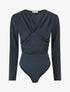 Body à détail dentelle et ventre plissé - Marine - 1