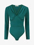 Body à détail dentelle et ventre plissé - Vert - 1