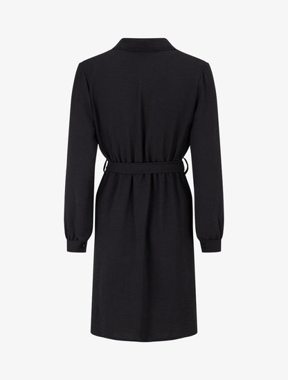 Robe chemise effet drapé - Noir - 2
