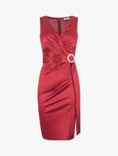 Robe de soirée à boucle en strass - Bordeaux - 4