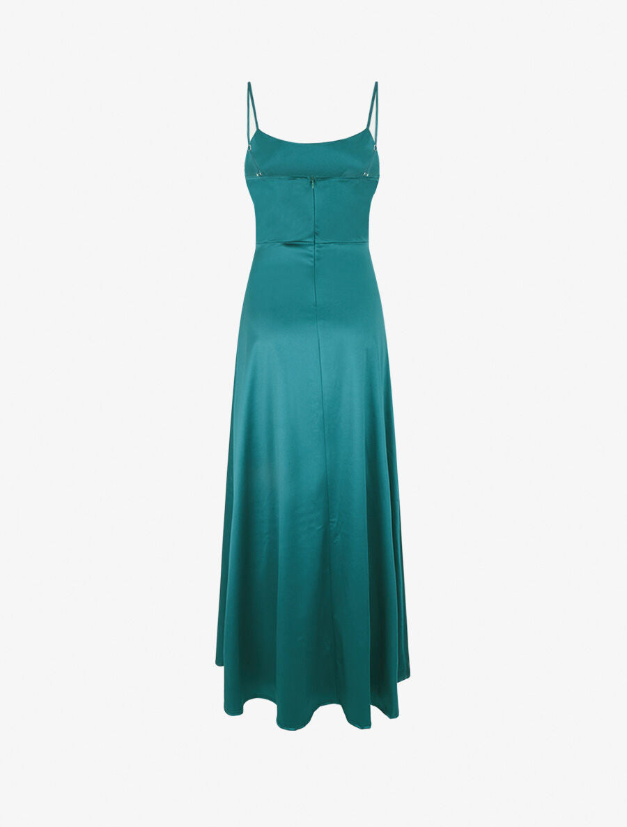 Robe de soirée longue évasée - Vert - 2