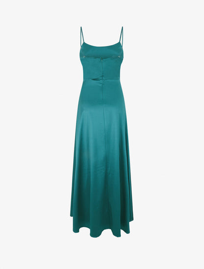 Robe de soirée longue évasée - Vert - 2