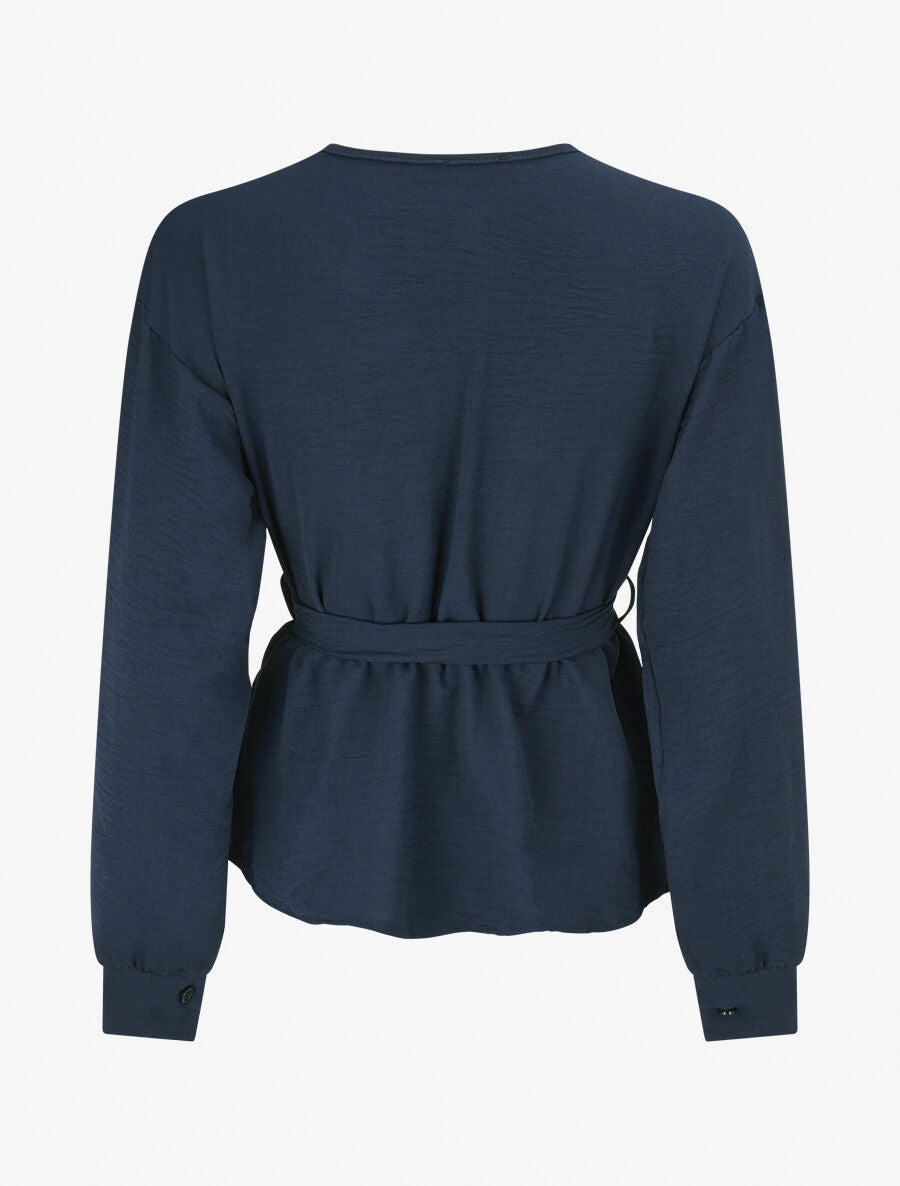 Top péplum à épaules brodées - Marine - 2