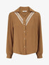 Chemise unie à col brodé - Camel - 1