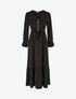 Robe longue uni à taille élastiquée - Noir - 4