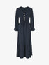 Robe longue uni à taille élastiquée - Marine - 1