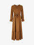 Robe longue uni à taille élastiquée - Camel - 1