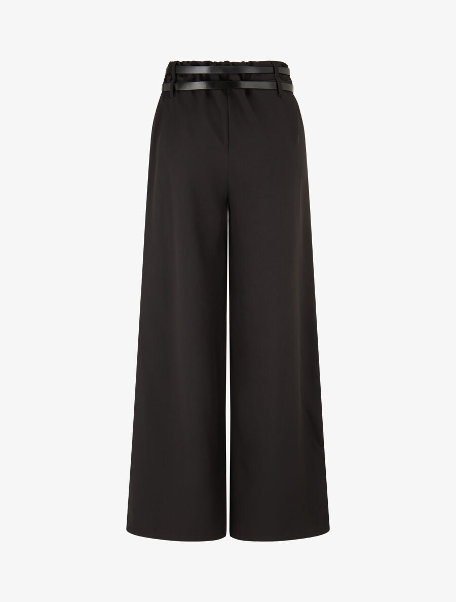 Pantalon wide leg à double ceintures - Noir - 2