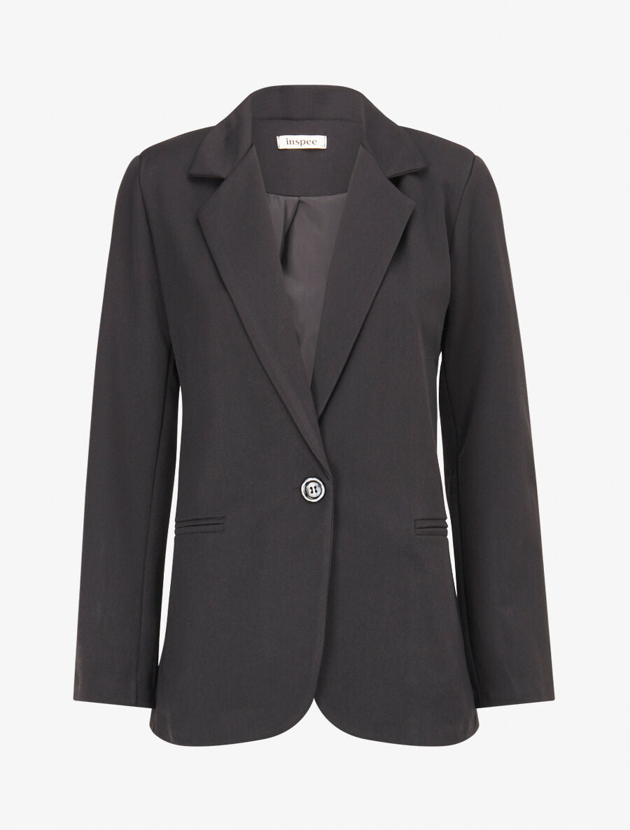 Veste basique cintrée à 1 bouton - Anthracite - 4