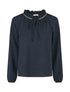 Blouse fluide unie à détail irisé - Marine - 1