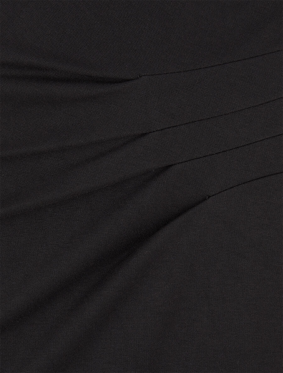 Jupe longue uni effet portefeuille - Noir - 3