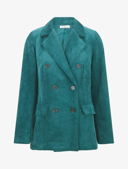 Veste uni en velours - Bleu canard - 1