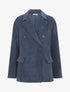 Veste uni en velours - Marine - 1