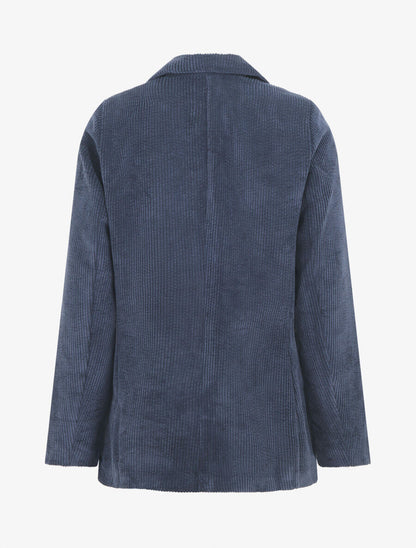 Veste uni en velours - Marine - 2