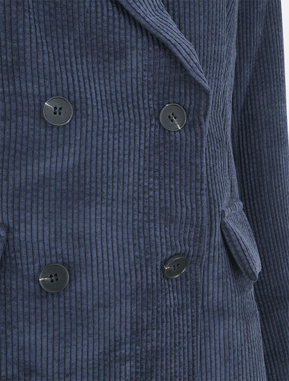 Veste uni en velours - Marine - 3