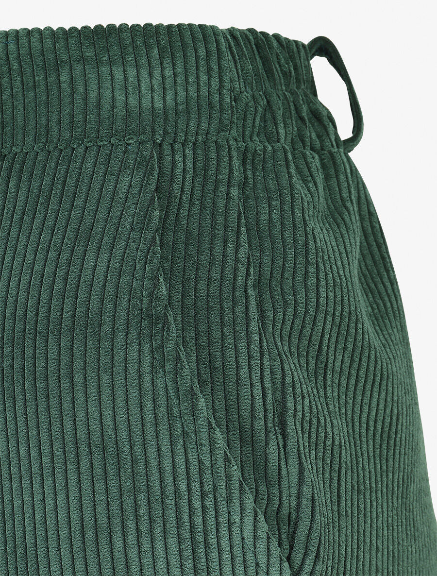 Pantalon uni en velours - Vert - 3