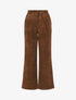 Pantalon uni en velours - Marron - 1