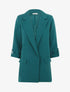 Blazer mi-long uni à manches retroussables - Bleu canard - 1