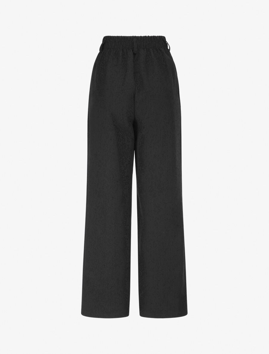 Pantalon uni à taille élastiquée - Noir - 2
