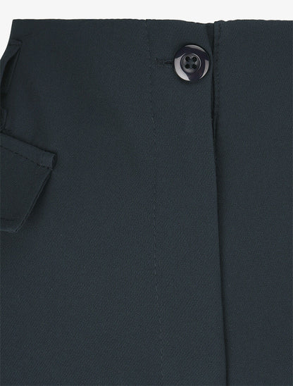 Pantalon uni à taille élastiquée - Marine - 3