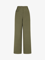Pantalon uni à taille élastiquée - Kaki - 1