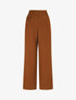 Pantalon uni à taille élastiquée - Marron - 4