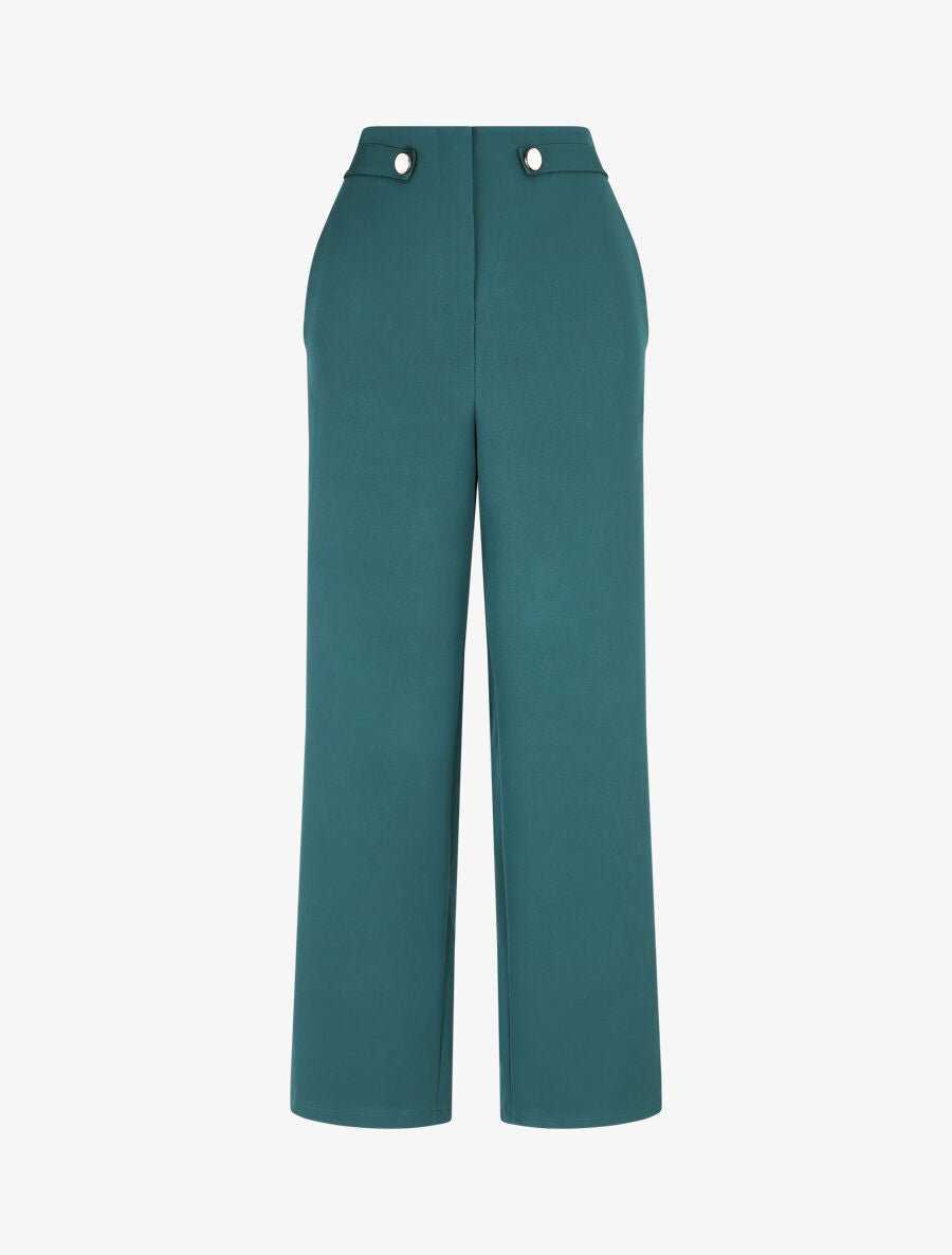 Pantalon uni et elastiqué - Vert sapin - 1