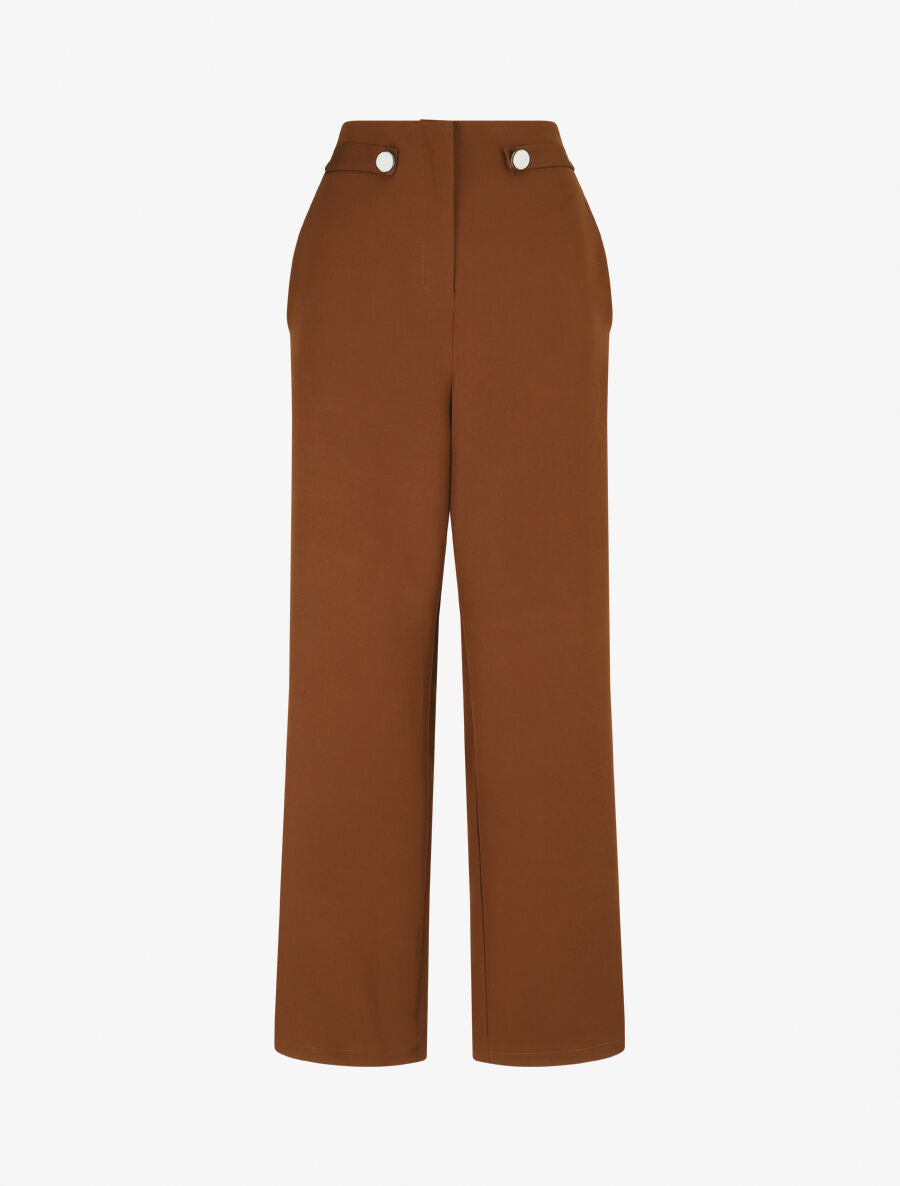 Pantalon uni et elastiqué - Marron - 5