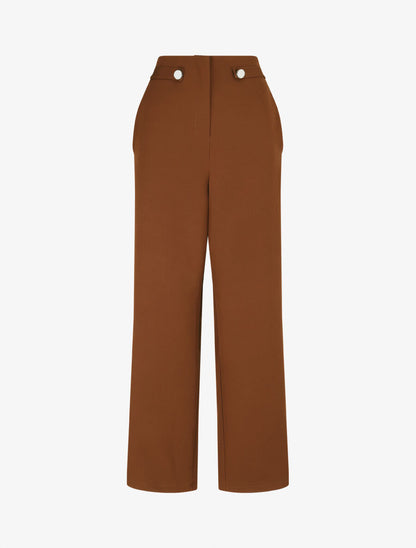 Pantalon uni et elastiqué - Marron - 5