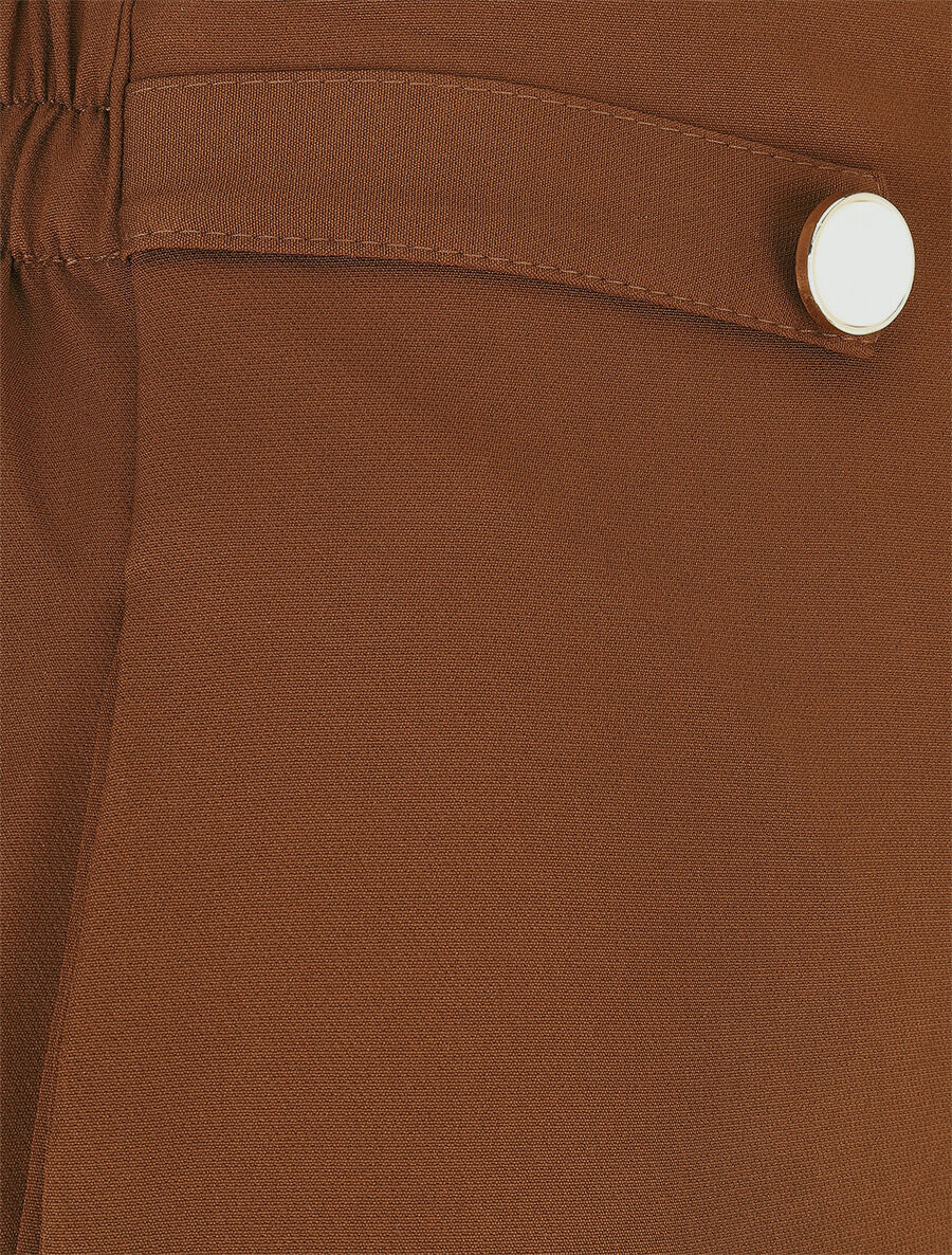 Pantalon uni et elastiqué - Marron - 3