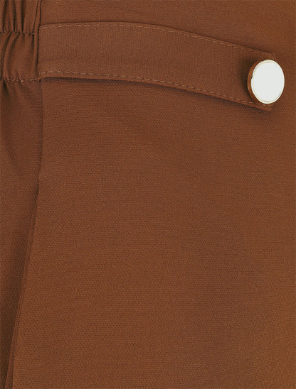 Pantalon uni et elastiqué - Marron - 3