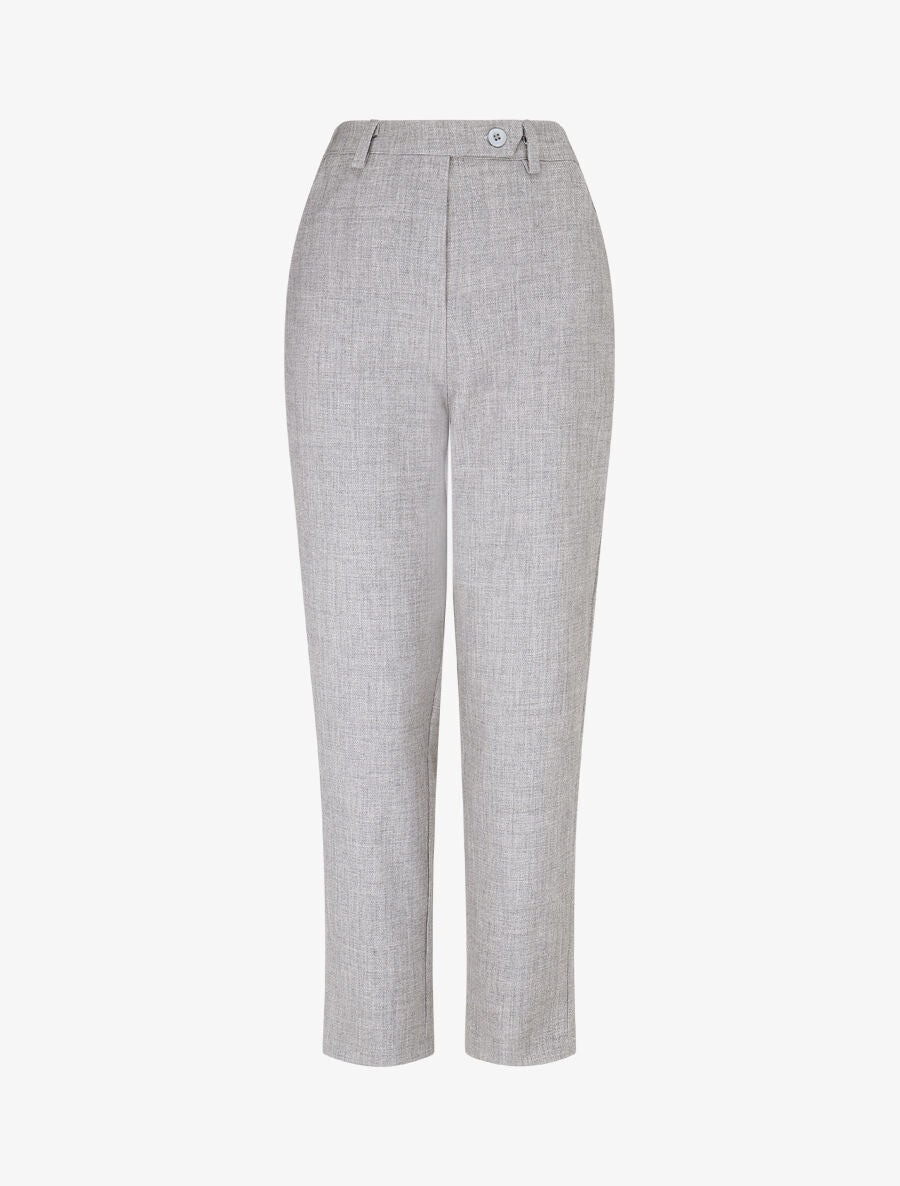 Pantalon droit chiné - Gris - 1