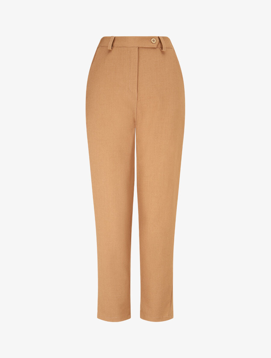 Pantalon droit chiné - Camel - 1