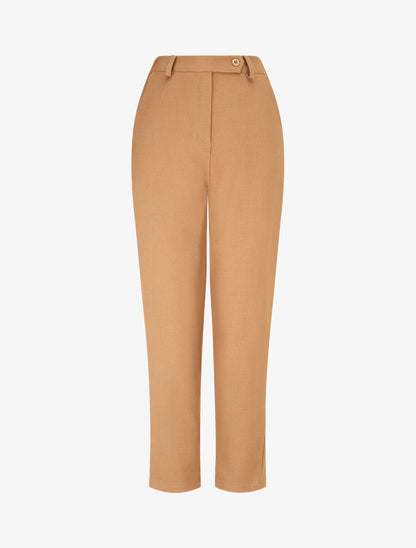 Pantalon droit chiné - Camel - 1