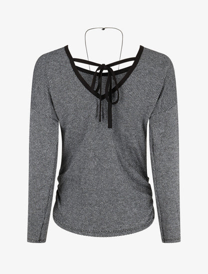 Pull fin à dos en V - Noir - 2