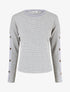 Pull fin à boutons décoratifs aux manches - Gris - 1